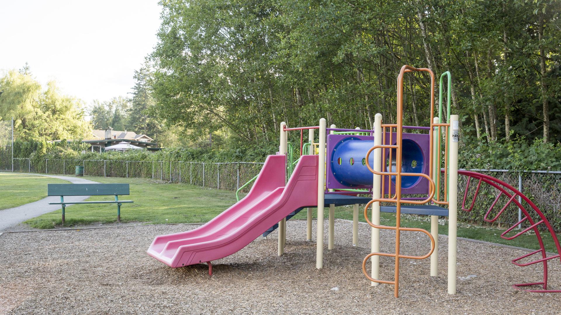 The playground at Alexander Robinson Park stands ready for use.