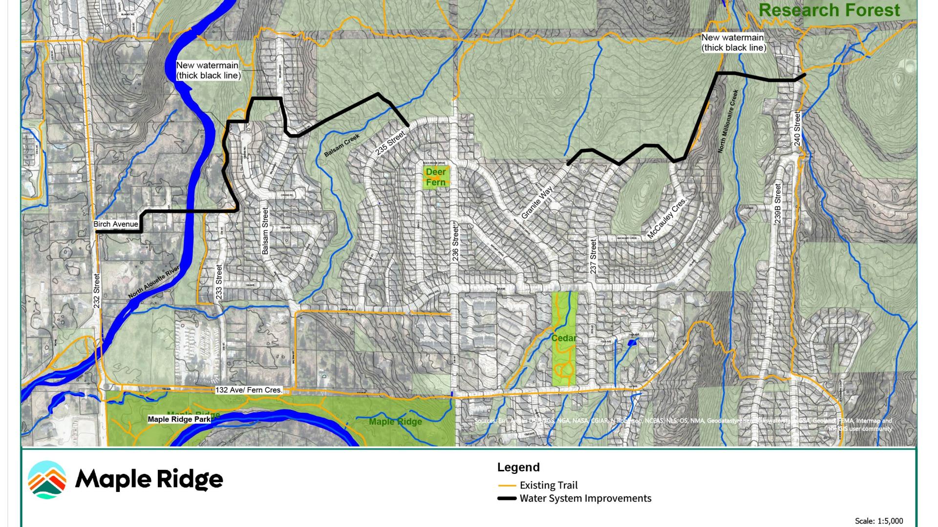 map of Silver Valley indicating where water system improvements will be made