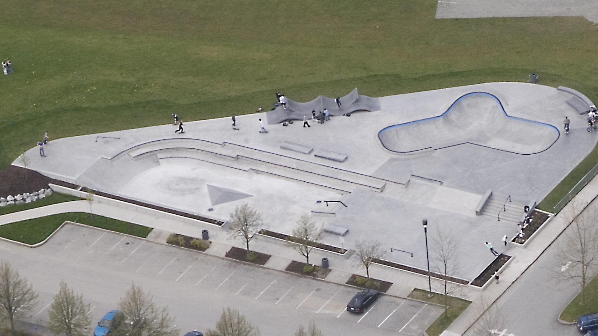 Birds eye view of skate park