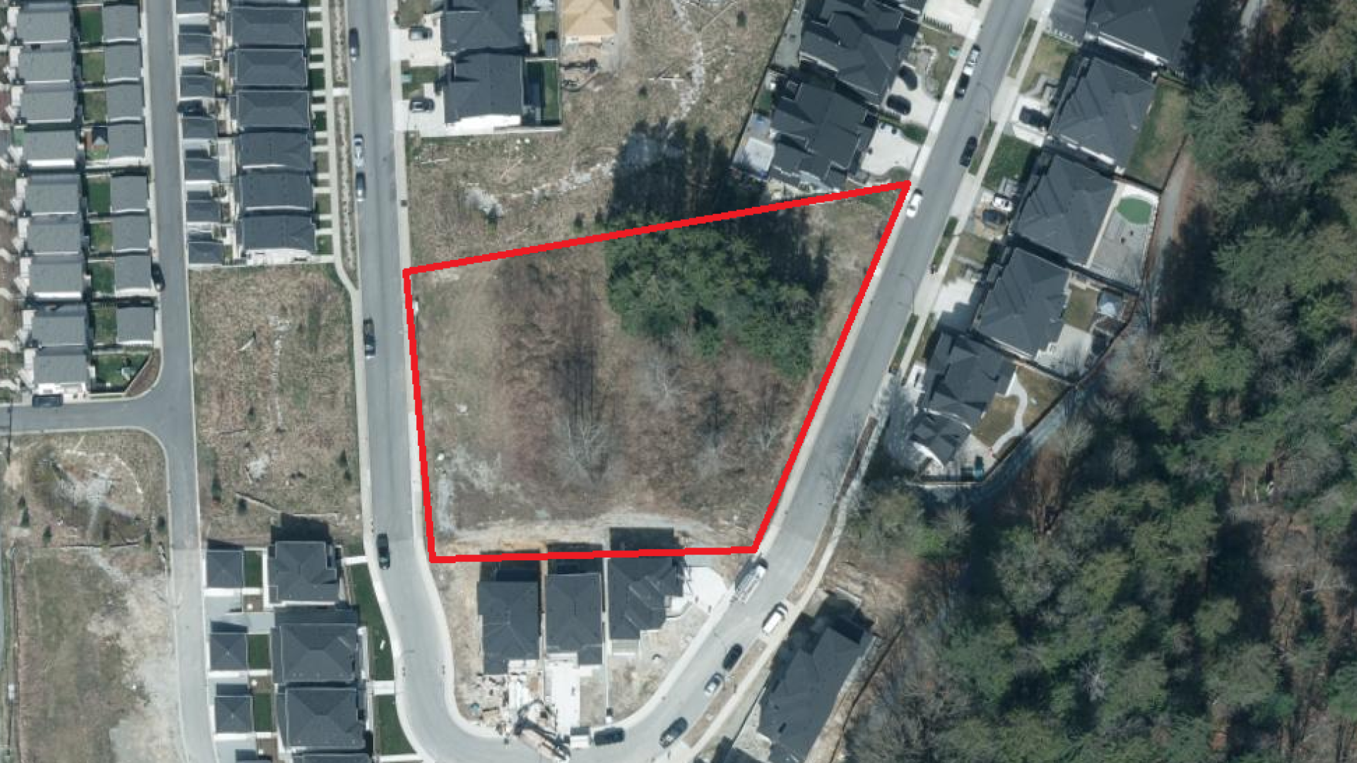 Aerial view of empty new park site