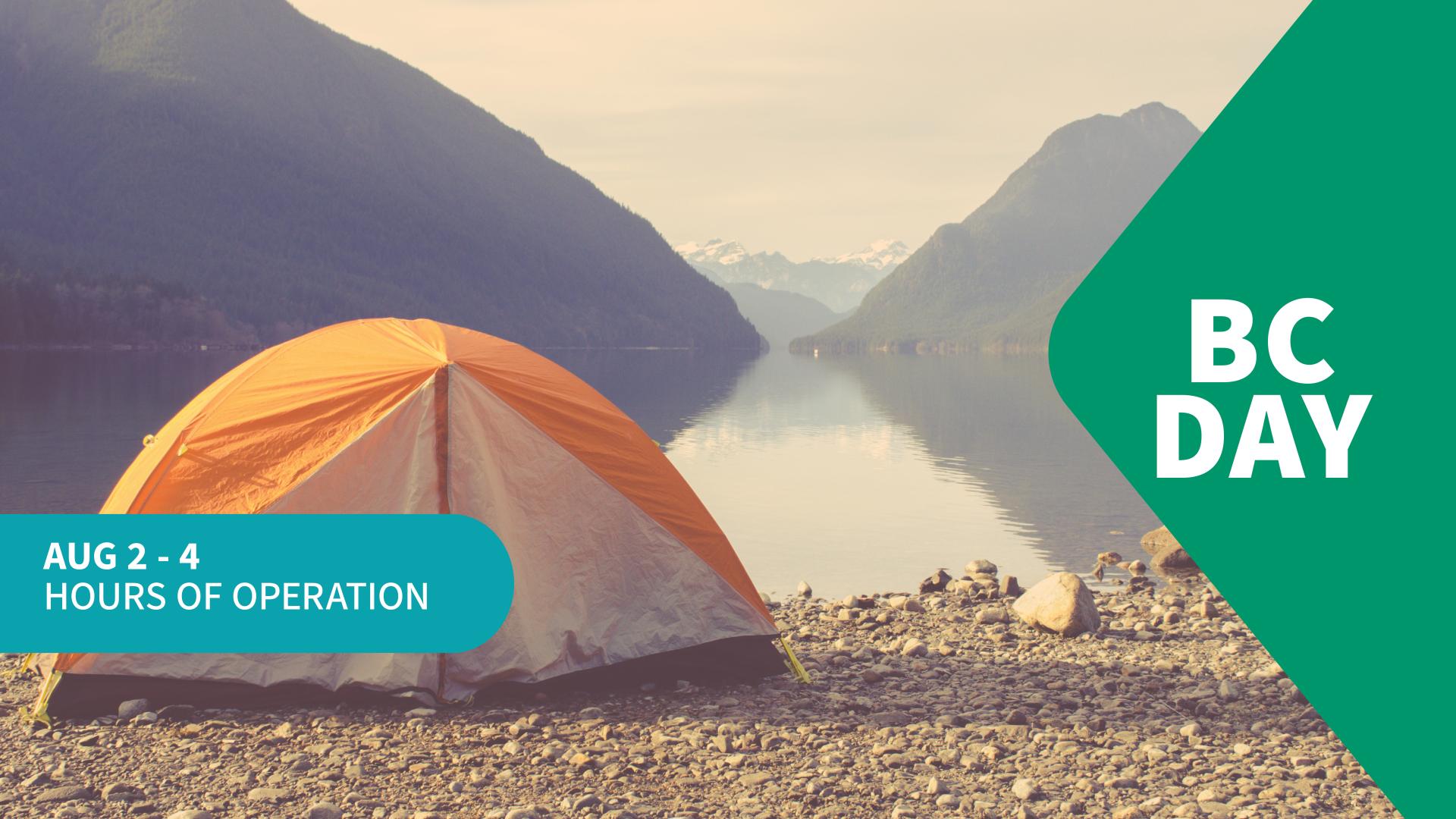 tent outside by lake