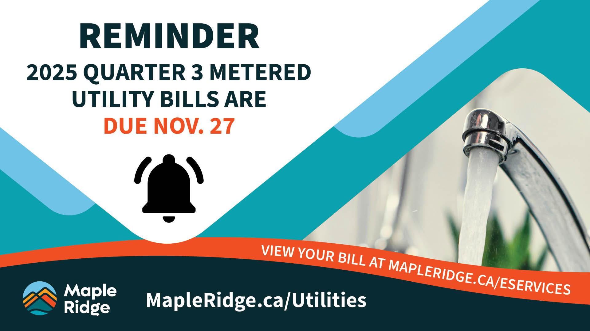 2025 quarter 3 metered utility bills are due November 27