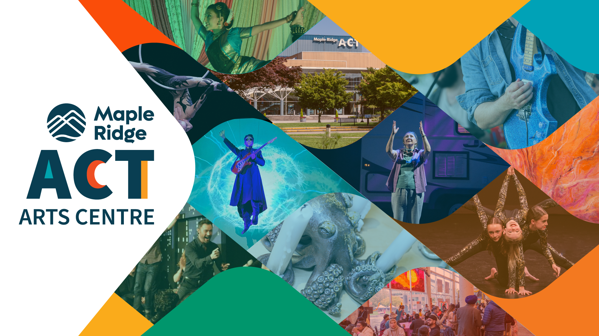 A collage showing various scenes from various performances that will be presented at the ACT Arts Centre in 2026.