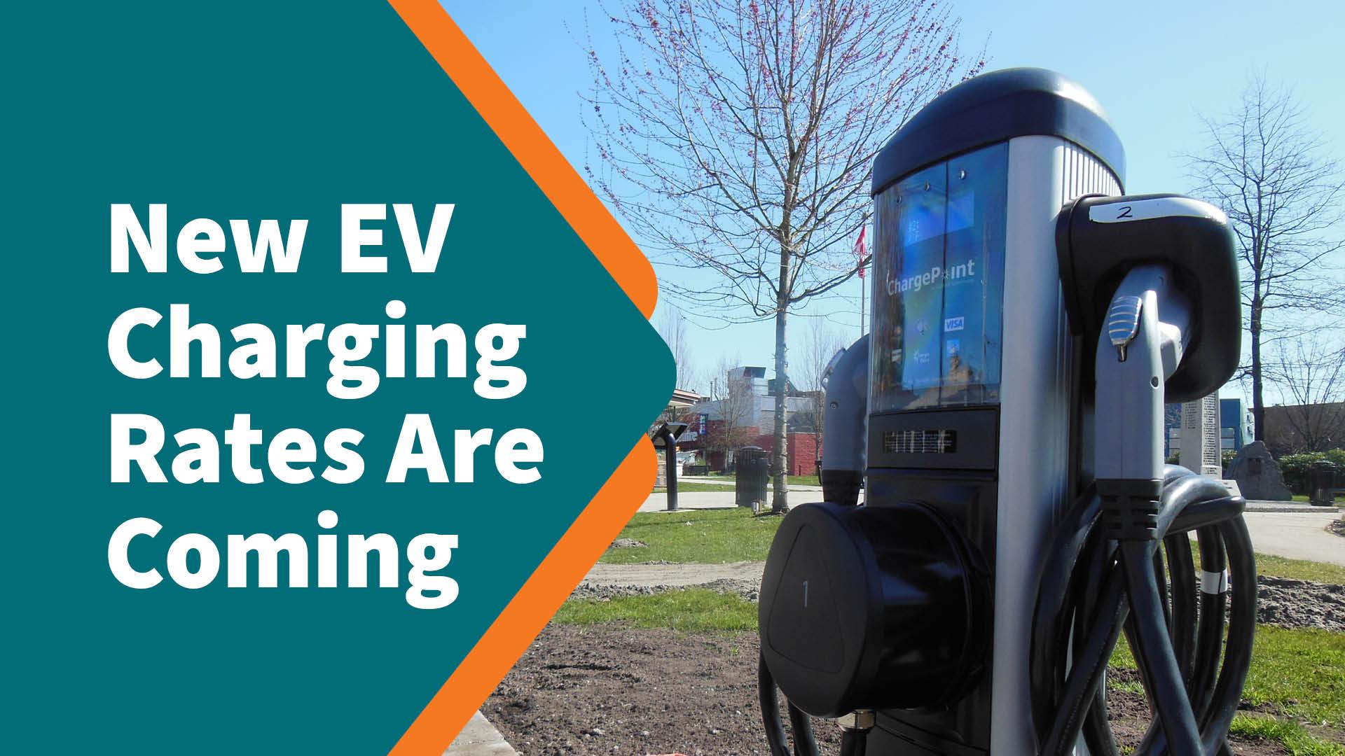 Electric Vehicle charging station with tree and spring sky in background.