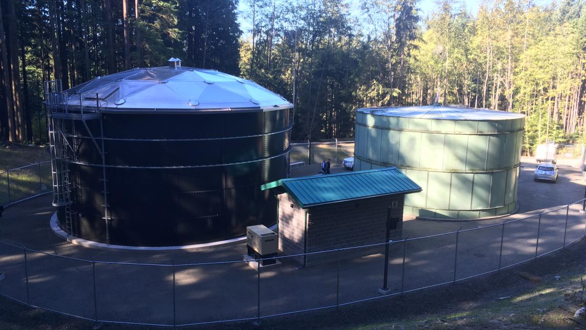 The McNutt reservoir site, showing two reservoirs and a small outbuilding