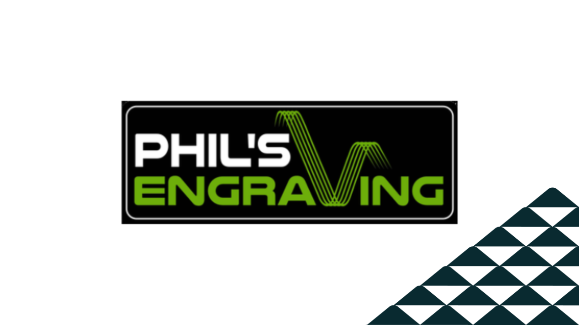 The Phil's Engraving logo next to a soccer-ball patterned mountain.