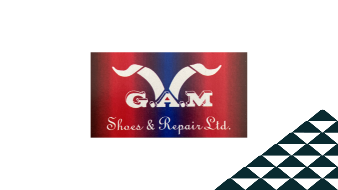 The GAM Shoe & Repair Ltd. logo next to a soccer-ball patterned mountain.