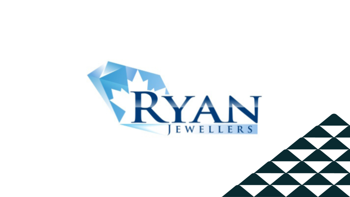 The Ryan Jewellers logo next to a soccer-ball patterned mountain.