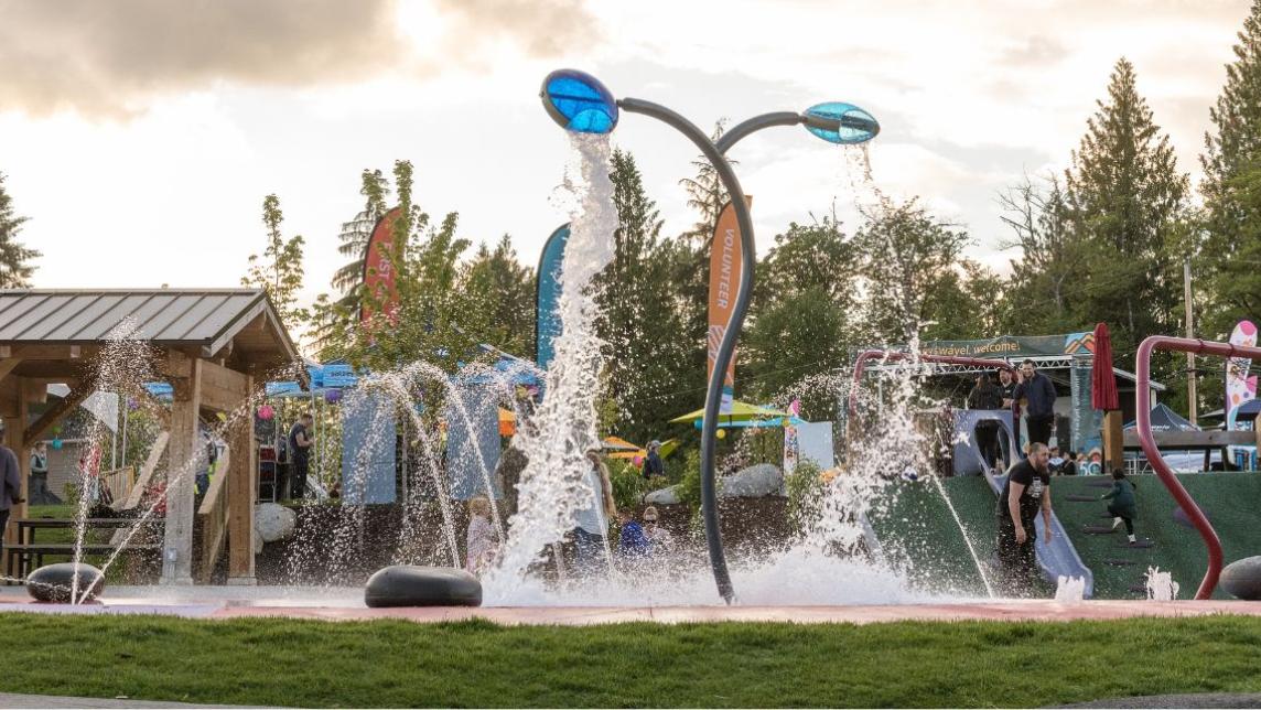 spray park activated at Tsuyuki Park