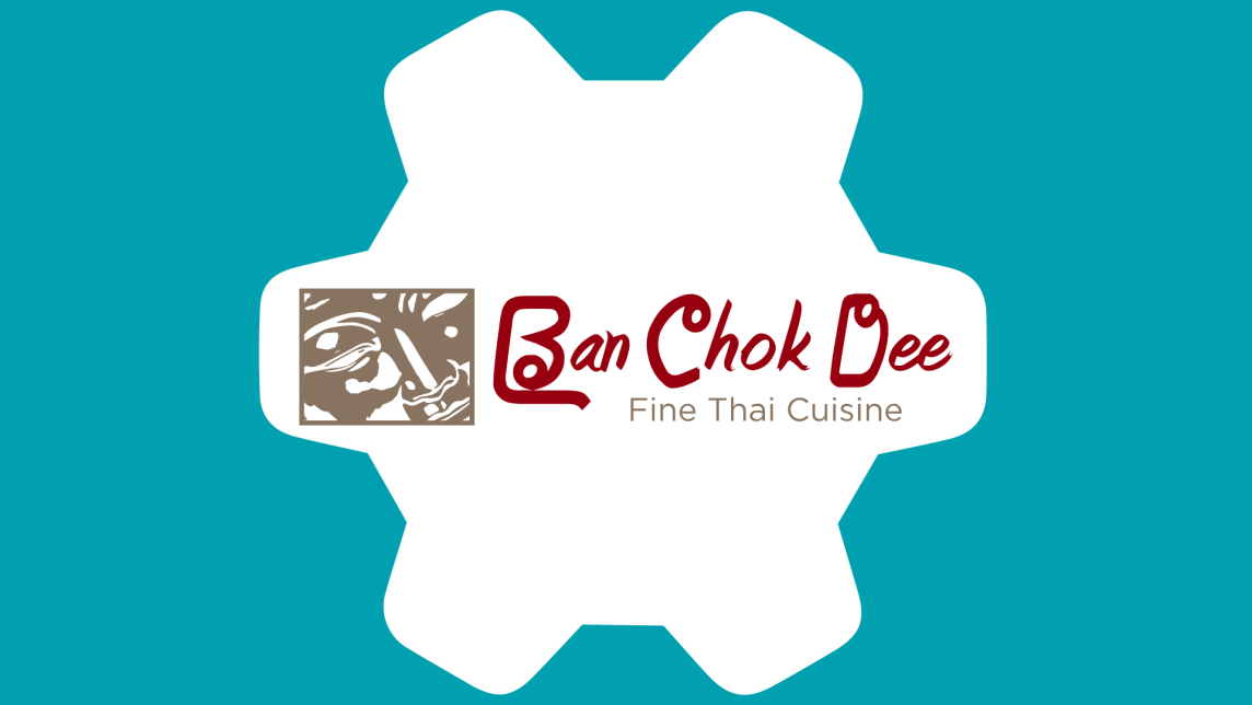 The Ban Chok Dee Fine Thai Cuisine logo inside a white gear against a teal background.