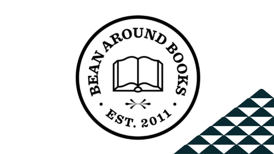 The Bean Around Books logo next to a soccer-ball patterned mountain.