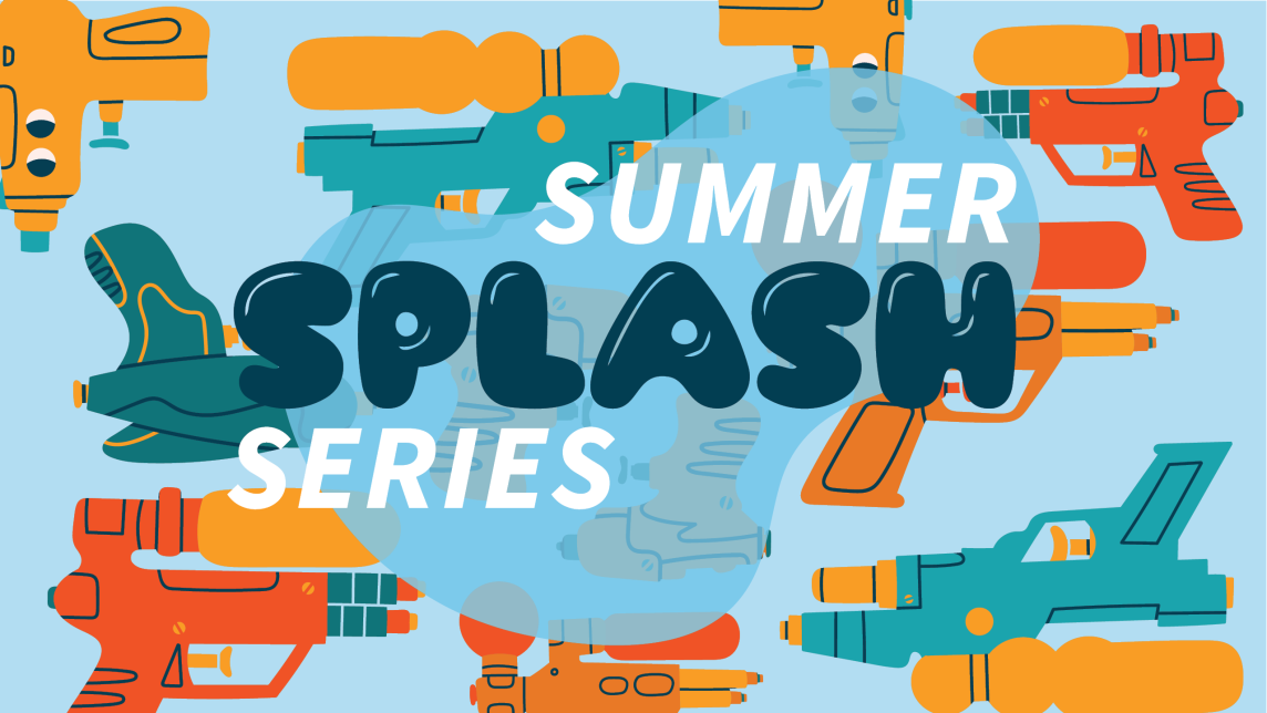 Illustrations of Water Blasters with the Text Summer Splash Series