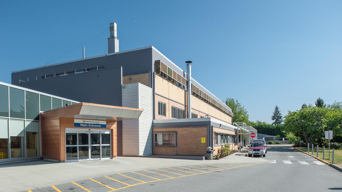 The Ridge Meadows Hospital front entrance.