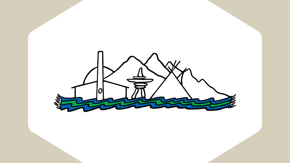 The Fraser River Indigenous Society image logo on a white hexagon against a beige background.