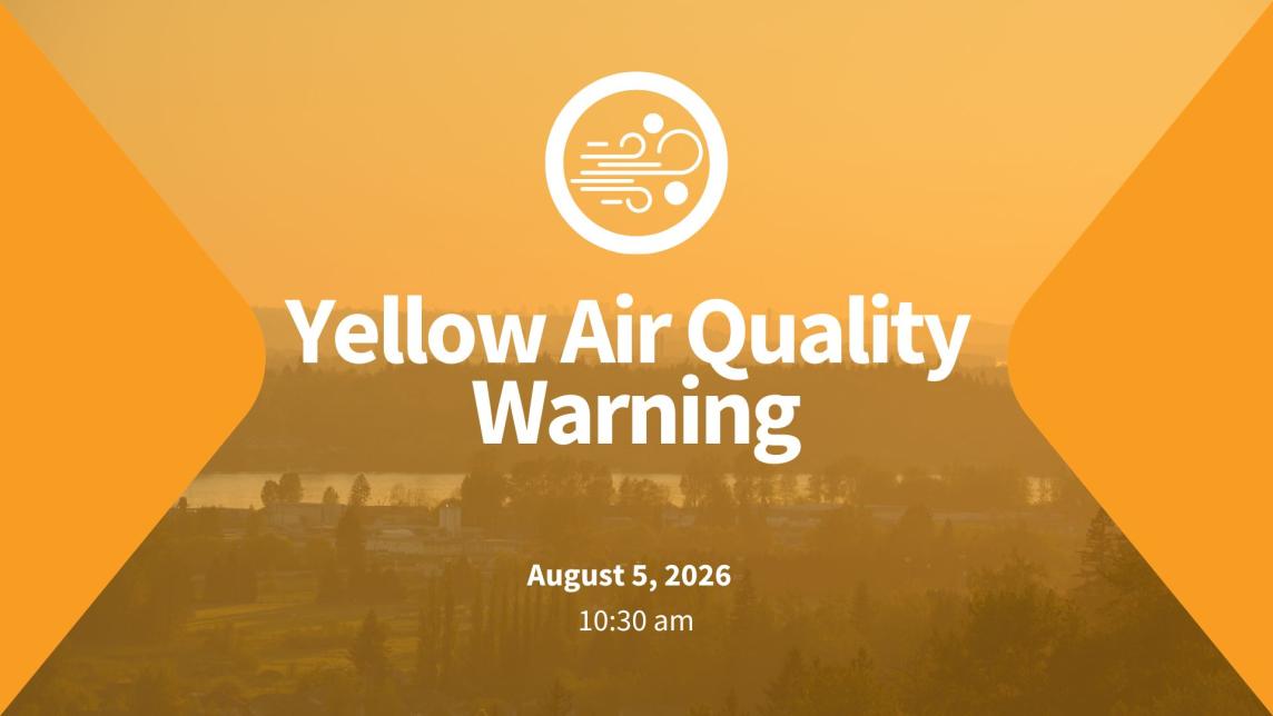 Yellow Air Quality Warning August 5 10:30 AM
