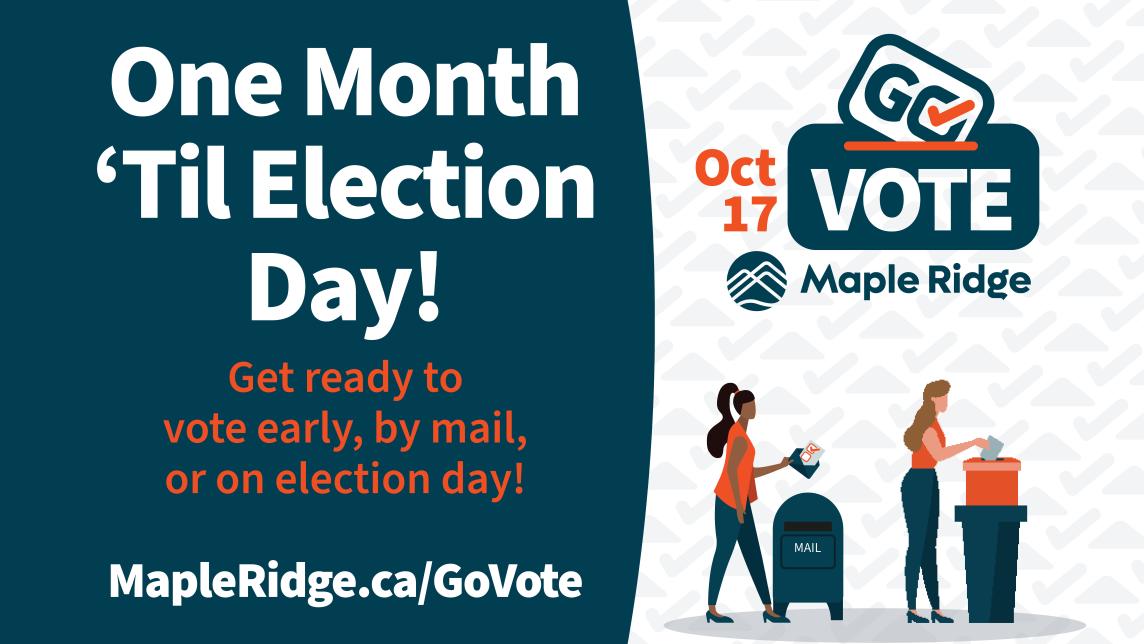 One Month Til Election Day! Get ready to vote early, by mail or on election day!