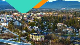 cover of Annual Report with photo of the Lougheed Hwy bypass and mountains