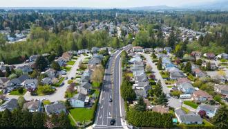 Aerial photo of main road in Maple Ridge