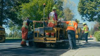 city road crew on a pavement truck
