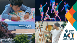 A collage showing the different types of activities and views one may expect to encounter at the ACT Arts Centre, such as painting, drawing, dance and the building exterior.