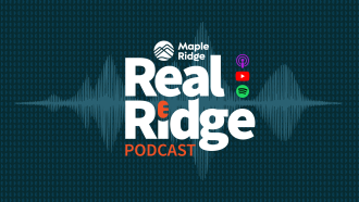 The Real Ridge Podcast Logo showcasing a few of the various platforms where it can be listened to; Apple Podcasts, Youtube and Spotify.