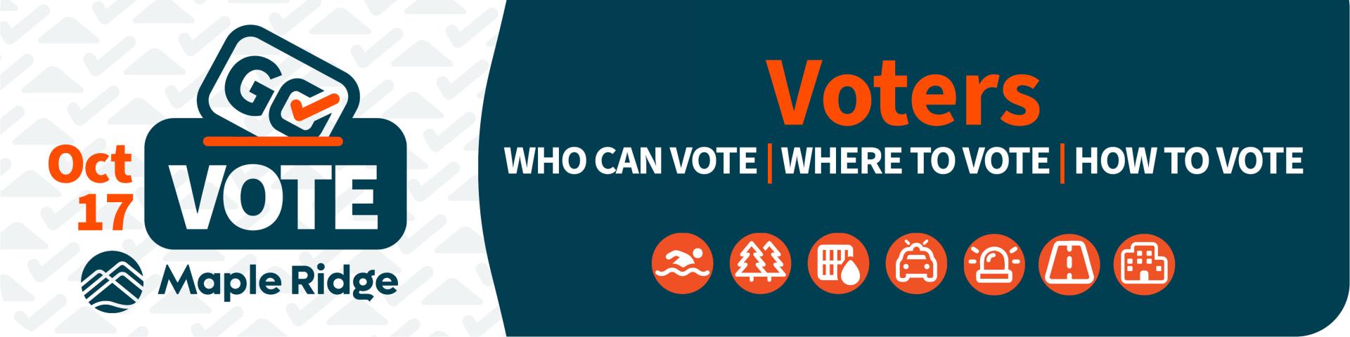 Voters - Who can vote, where to vote, how to vote. October 17 Go Vote.