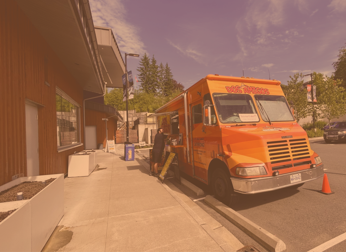 Food Truck Set Up Outside of Albion Community Centre for Food Truck Fridays