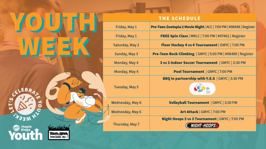 Schedule for Youth Week at GMYC