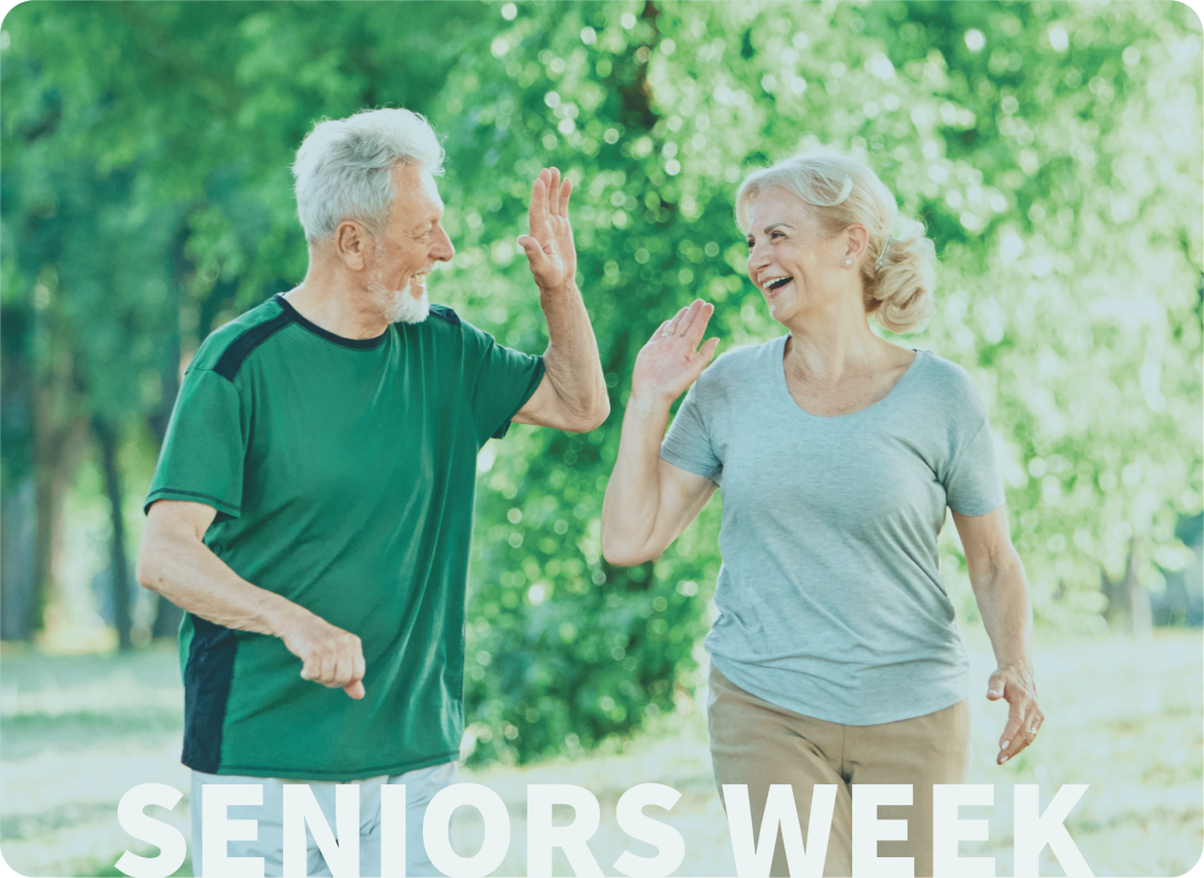 Seniors Out Laughing and Walking Together