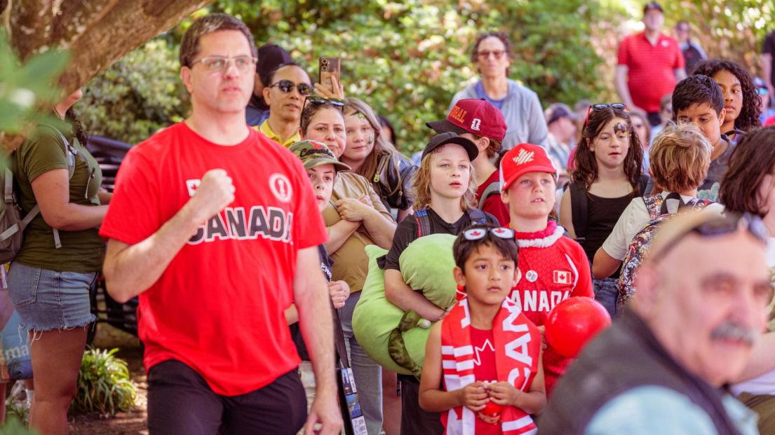 The crowd watches uneasily during a tense moment in the World Cup. 