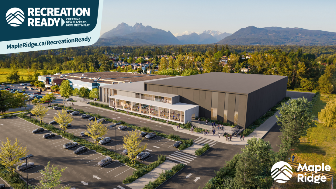 A rendering showing an aerial view of the exterior of a building with a visible fitness centre inside.