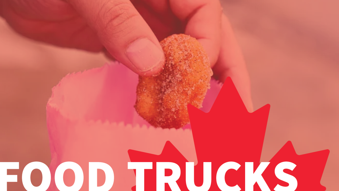 Mini Donut in Hand with Food Truck Heading