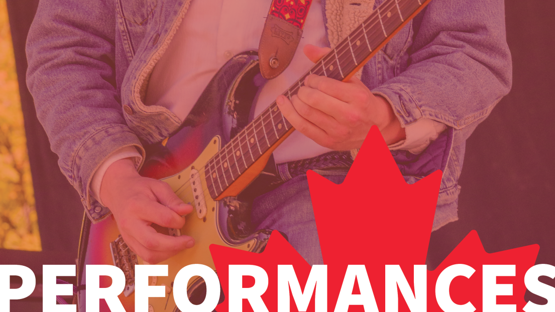 Close Up on an Electric Guitar with Performances Heading