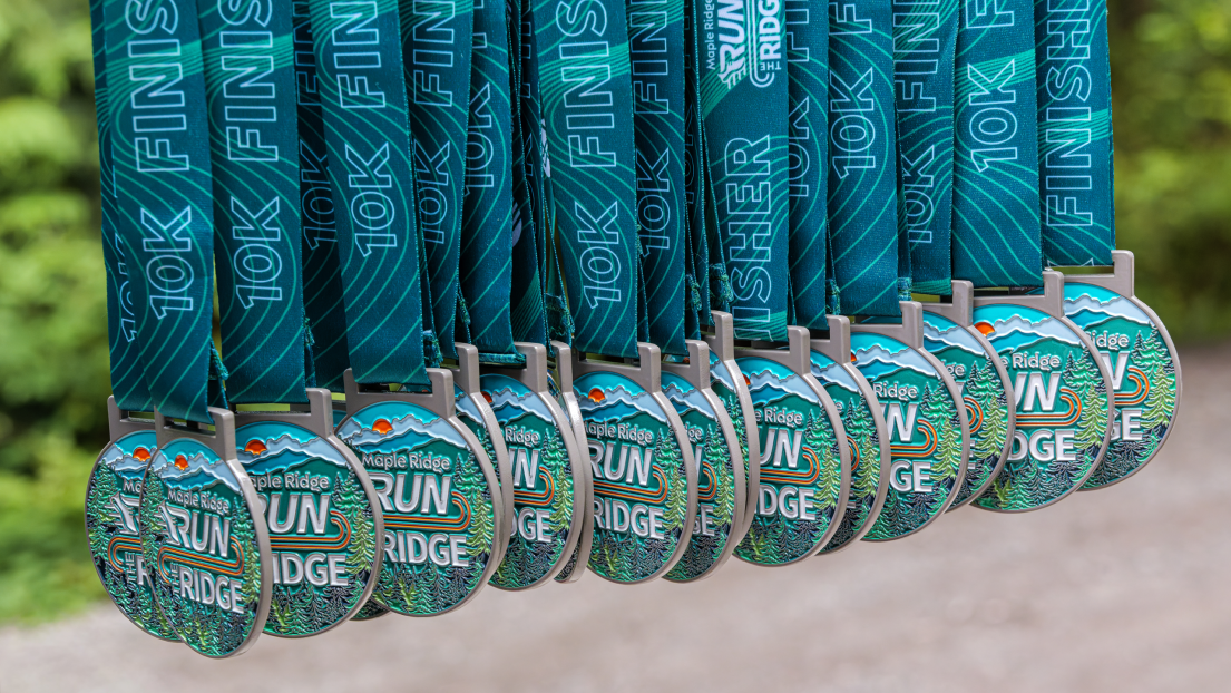 A Group of Run the Ridge Medals