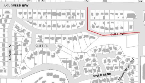 Map showing alignment of forcemain along Cliff Avenue