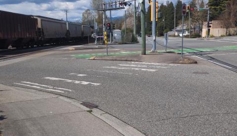 Pedestrian island in an intersection
