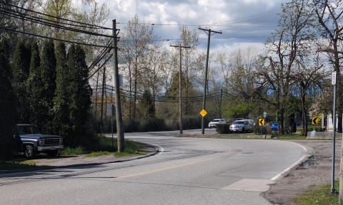 The s-curve bend in the roadway of Maple Crescent