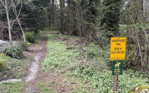 Alder Island Trail entrance near Hennipen Creek