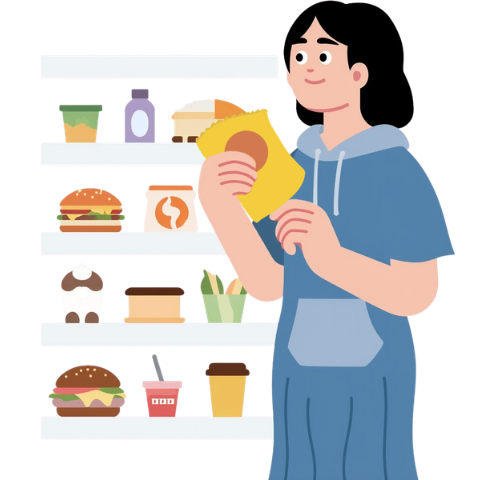 Person picking from a selection of 'grab and go' menu items
