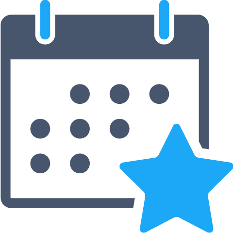 Single-month calendar page with a star highlighting a certain date.