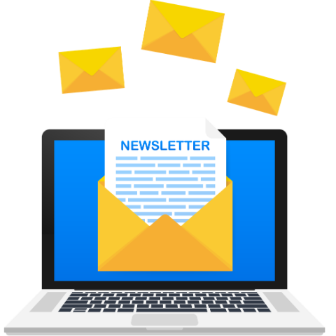 Notbook computer with an email newsletter on screen