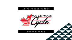 The Maple Ridge Cycle logo next to a soccer ball patterned mountain.