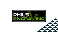 The Phil's Engraving logo next to a soccer-ball patterned mountain.