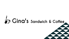 The Gina's Sandwich & Coffee logo next to a soccer-ball patterned mountain.