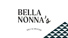 The Bella Nonna's Deli & Grocer logo next to a soccer ball patterned mountain.