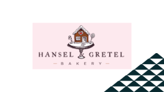 The Hansel & Gretel Bakery logo next to a soccer ball patterned mountain.