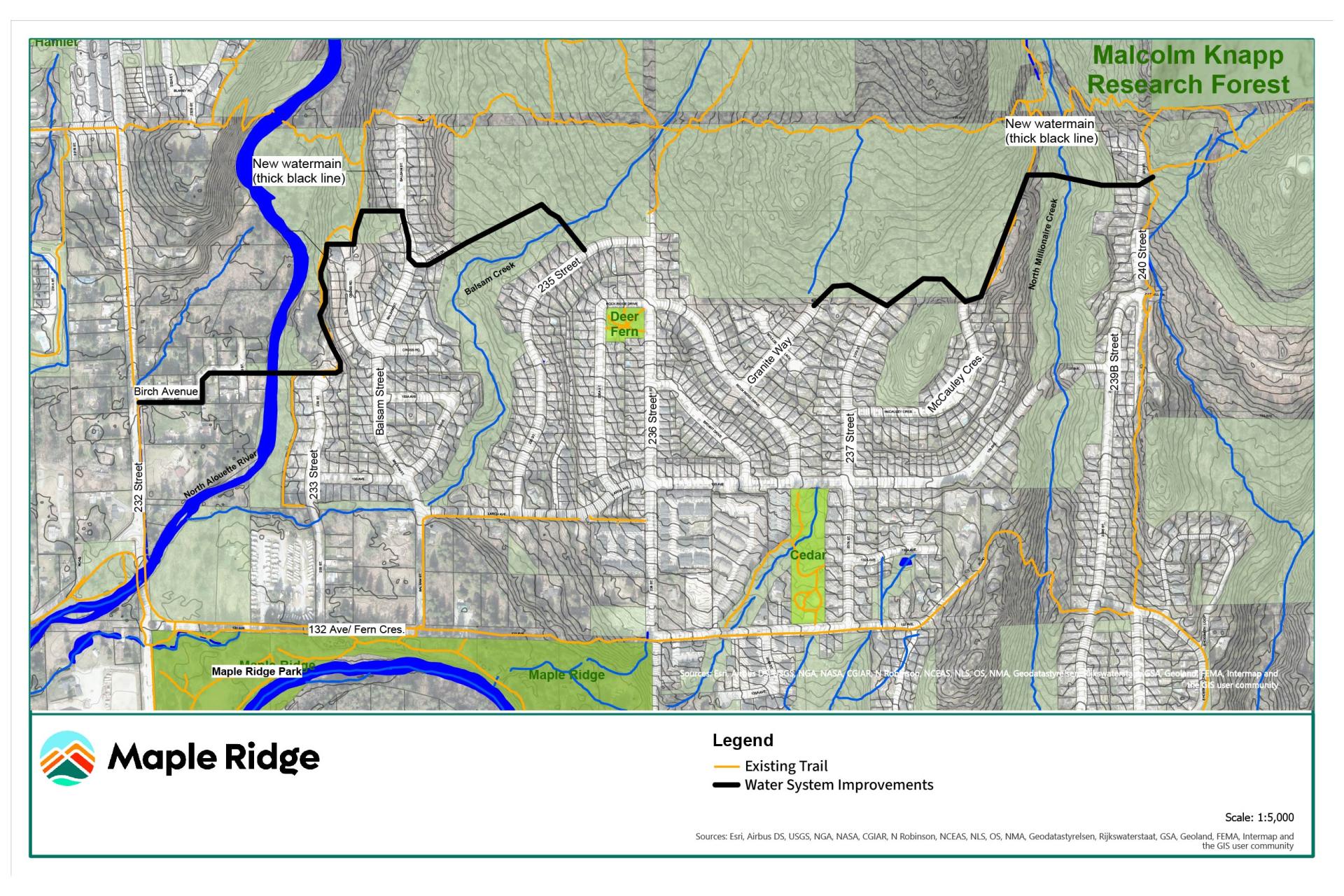 map of Silver Valley indicating where water system improvements will be made