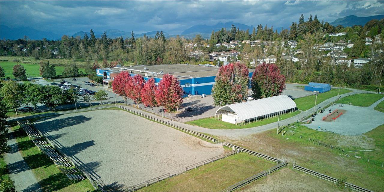 aerial photo of the current arena complex at the Albion Fairgrounds