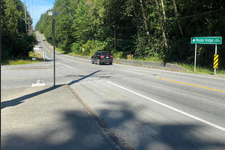 The current intersection of Dewdney Trunk Road and 272 Street