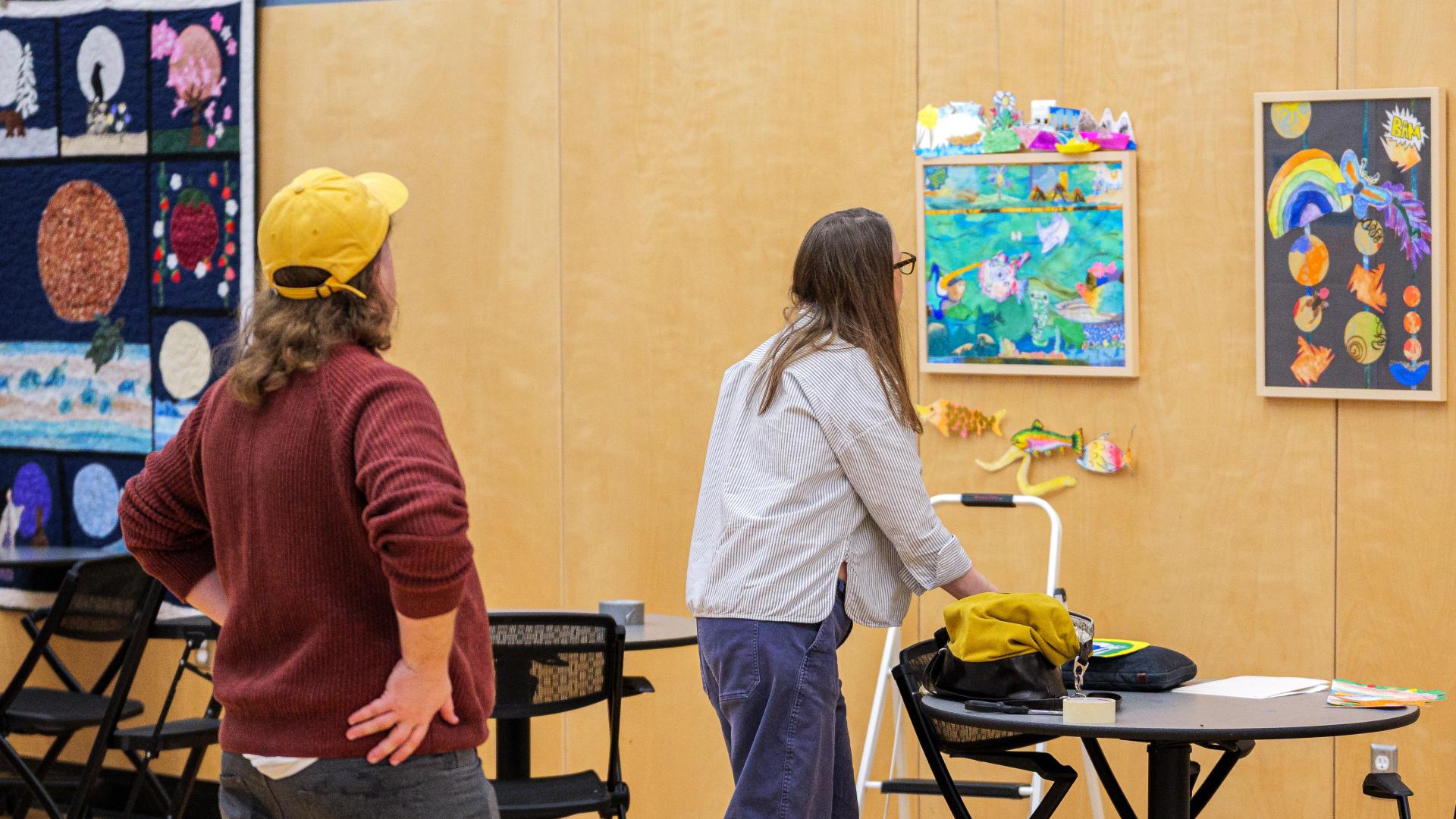 The pop up gallery at the Albion Community centre, where Jocelyn McIntosh's Grandmother Moon Quilt is on display.